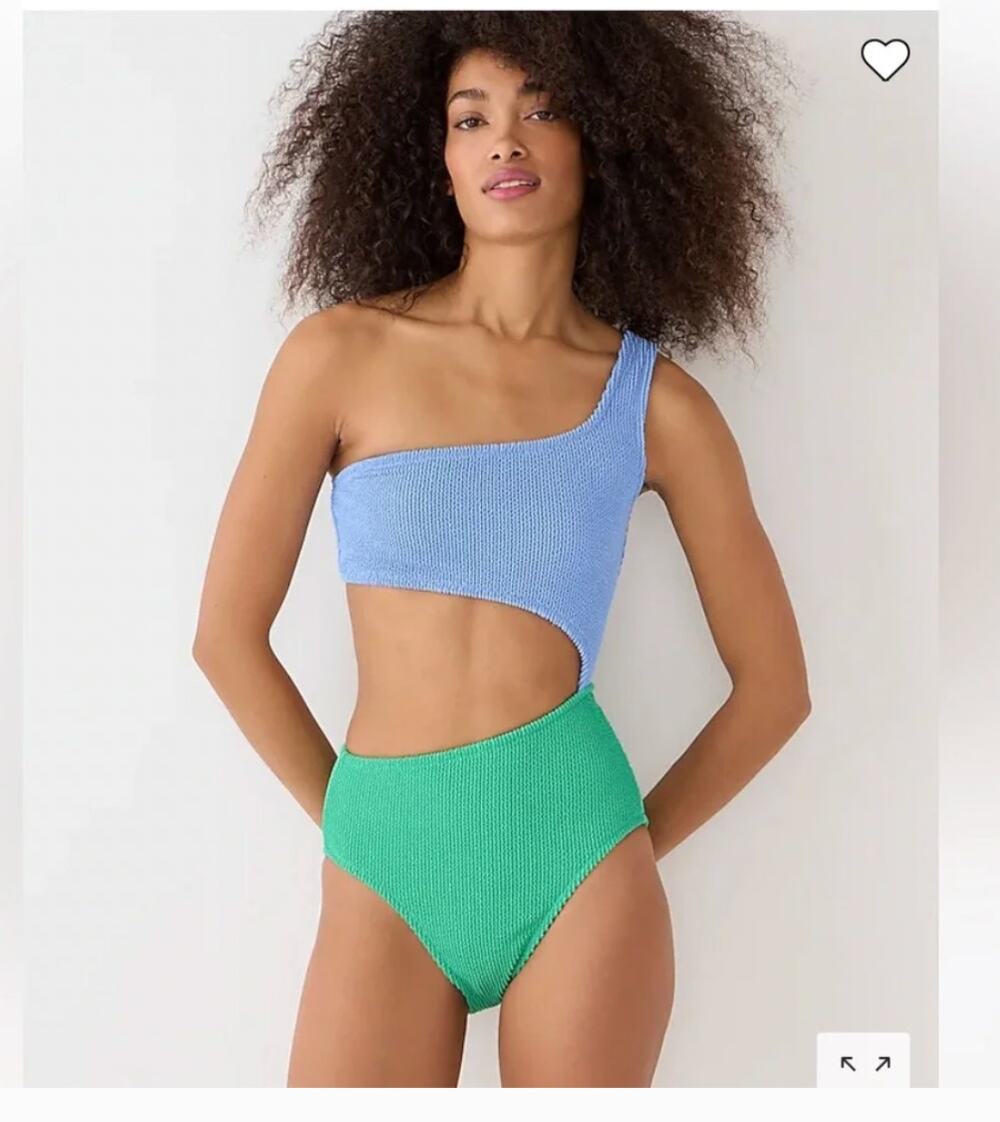 J. Crew Textured one-piece swimsuit with cutouts blue/green size 8